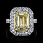 Yellow Diamond Emerald Cut  Engagement Ring 3.02 carats 1.30 Carat halo Plat/18K Natural GIA
