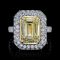 Yellow Diamond Emerald Cut Engagement Ring 3.02 carats 1.30 Carat halo Plat/18K Natural GIA
