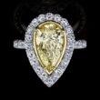 Yellow Diamond Pear Shape Ring 4.19 carats 2 Carat halo Plat/18K Natural GIA