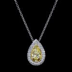 Yellow Diamond Pear Shape Pendant 4.19 carats 2 Carat halo Plat/18K Natural GIA