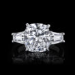 Diamond Cushion Cut 5.59 carats Engagement Ring with Tapered Baguette. Platinum. GIA