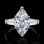 Marquise 8.01 carats Natural Diamond Engagement Ring 1.22 carats Tapered Baguette.Platinum. GIA