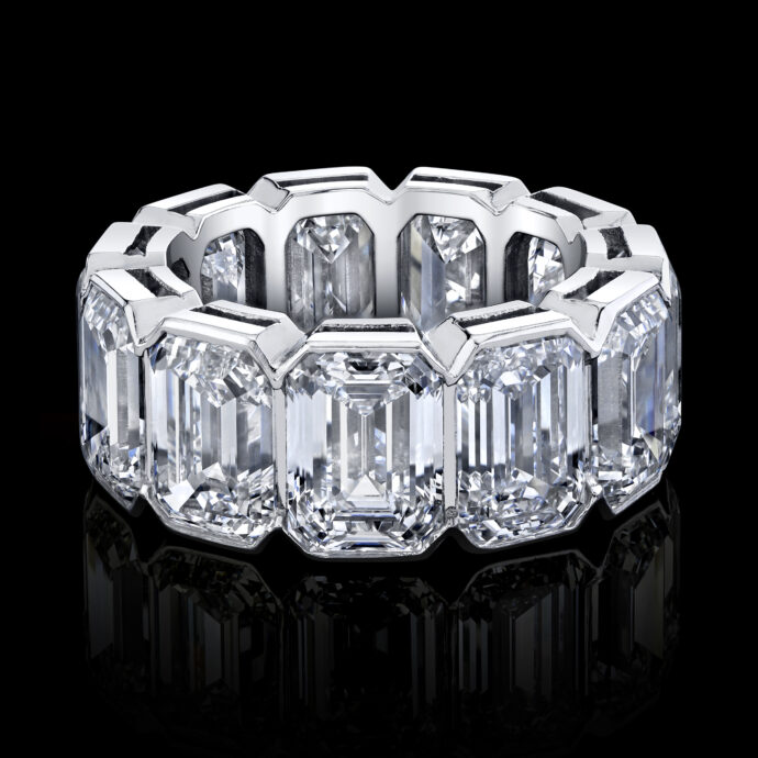 Emerald Cut Eternity Band 22.29carats  Platinum. Color DE Clarity VVS/VS. GIA Certificates