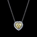 Yellow Diamond Heart Necklace 4.00 carats 0.75 Halo GIA Natural Diamond
