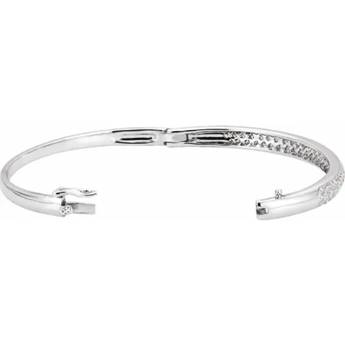 Diamond Bangle 1.50 Carats 7.0 inches 14K White Gold Bracelet