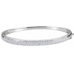 Diamond Bangle 1.50 Carats 7.0 inches 14K White Gold Bracelet