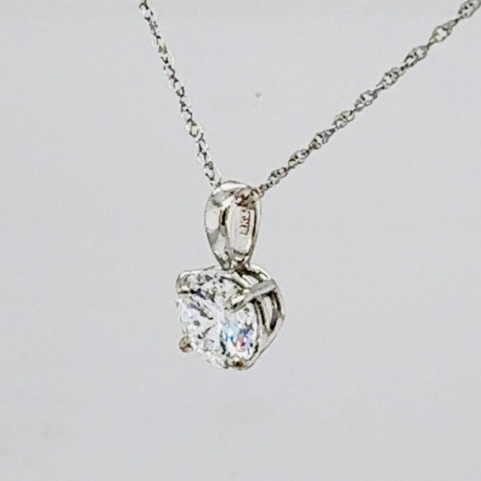 1.01 Carat D VS2 Diamond Pendant Set In 14K WG. Lab Grown. IGI  16”