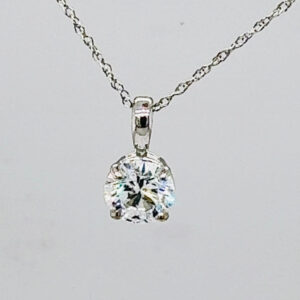 1.01 Carat D VS2 Diamond Pendant Set In 14K WG. Lab Grown. IGI 16”
