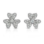 Diamond Flower Earrings 18K White Gold