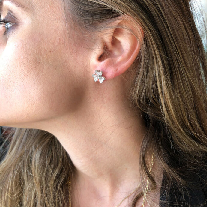 Diamond Flower Earrings 18K White Gold