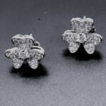 Diamond Flower Earrings 18K White Gold