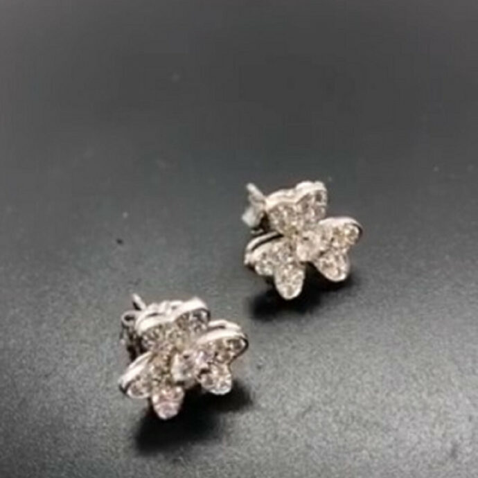 Diamond Flower Earrings 18K White Gold