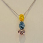 Diamond Necklace. Fancy Vivid Pink ,Blue, and Yellow. 8.79 carats Lab Grown IGI