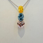 Diamond Necklace. Fancy Vivid Pink ,Blue, and Yellow. 8.79 carats Lab Grown IGI