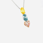 Diamond Necklace. Fancy Vivid Pink ,Blue, and Yellow. 8.79 carats Lab Grown IGI