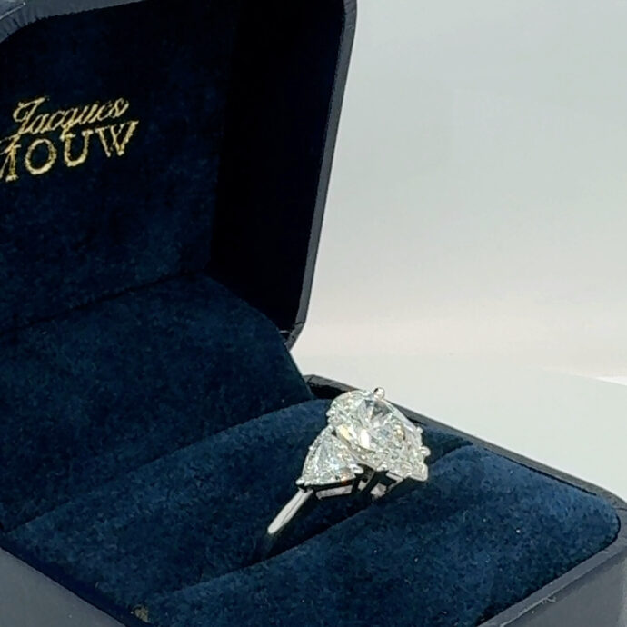 Diamond Pear Shape Engagement Ring 2.21 cts 0.60 cts Trill.Plat. GIA Natural Dia