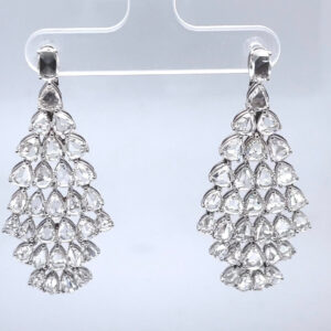 Diamond Rose Cut Chandelier Earrings 10.50 Carats. Natural Diamond set in 18KWG.