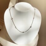 Diamond Station Necklace 4.77 Carats Set in Platinum 18.0 Inches Chain