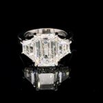 Emerald Cut Diamond 5.09 Carats E VVS2 Set with 2 Trapezoids 2.11 cts Lab Grown