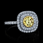 Fancy Intense Yellow Diamond Ring 1.35 Carat Total Weight Plat/18KYG Natural GIA
