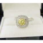 Fancy Intense Yellow Diamond Ring 1.35 Carat Total Weight Plat/18KYG Natural GIA