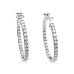 Natural Diamond Hoop Earrings 7.40 carats set in 18KWG D E Color VVS/VS Clarity