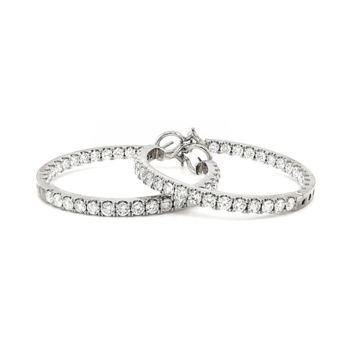 Natural Diamond Hoop Earrings 7.40 carats set in 18KWG D E Color VVS/VS Clarity