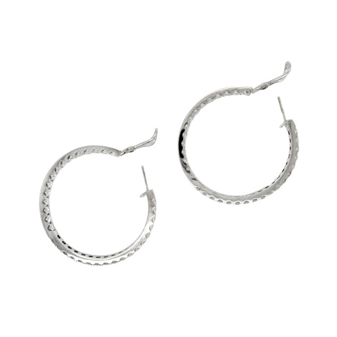 Natural Diamond Hoop Earrings 7.40 carats set in 18KWG D E Color VVS/VS Clarity