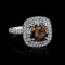 Diamond Engagement Ring Fancy Dark Brown with Halo GIA Cert 2.44 Plat. Natural