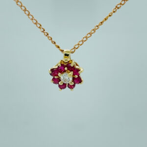 Diamond and Ruby Pendant 14K Yellow Gold