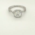 Natural Diamond Brilliant Engagement Ring 1.08 Carats GIA 0.30 Micro Pave. Plat