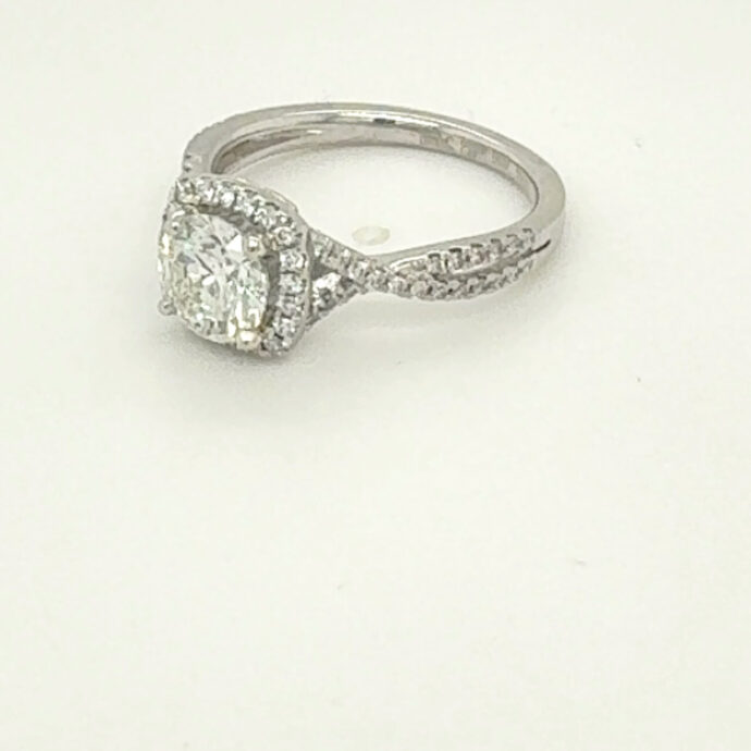 Natural Diamond Brilliant Engagement Ring 1.08 Carats GIA 0.30 Micro Pave. Plat
