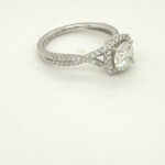 Natural Diamond Brilliant Engagement Ring 1.08 Carats GIA 0.30 Micro Pave. Plat