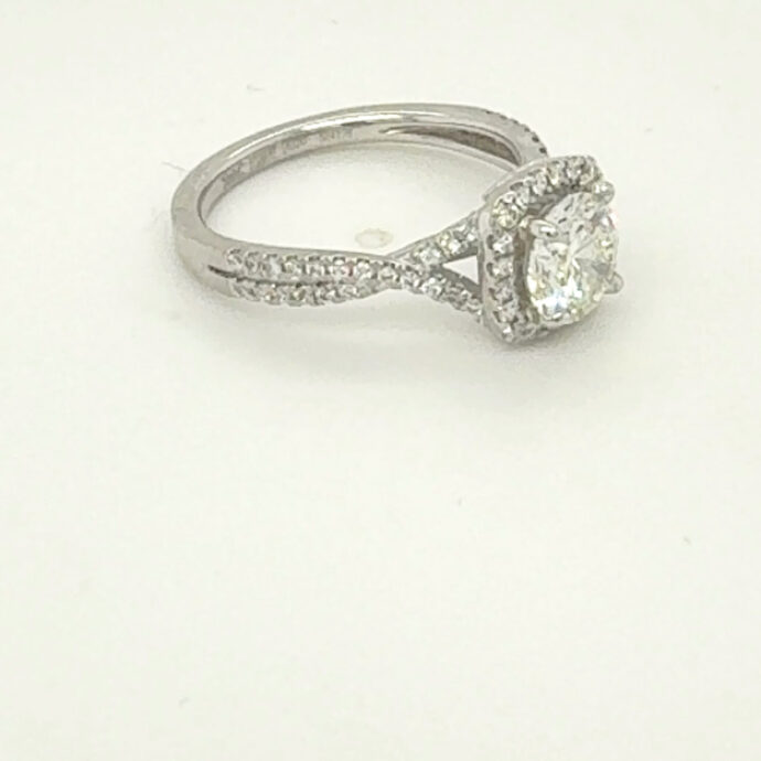Natural Diamond Brilliant Engagement Ring 1.08 Carats GIA 0.30 Micro Pave. Plat