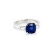 Blue Sapphire Lab Created 3.26 carats with Diamond 0.21 carat Platinum Ring