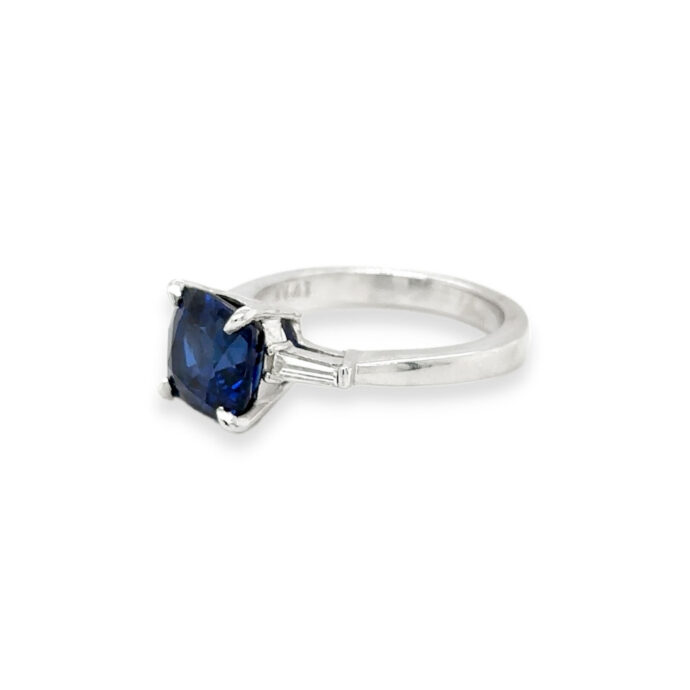 Blue Sapphire Lab Created 3.26 carats with Diamond 0.21 carat Platinum Ring