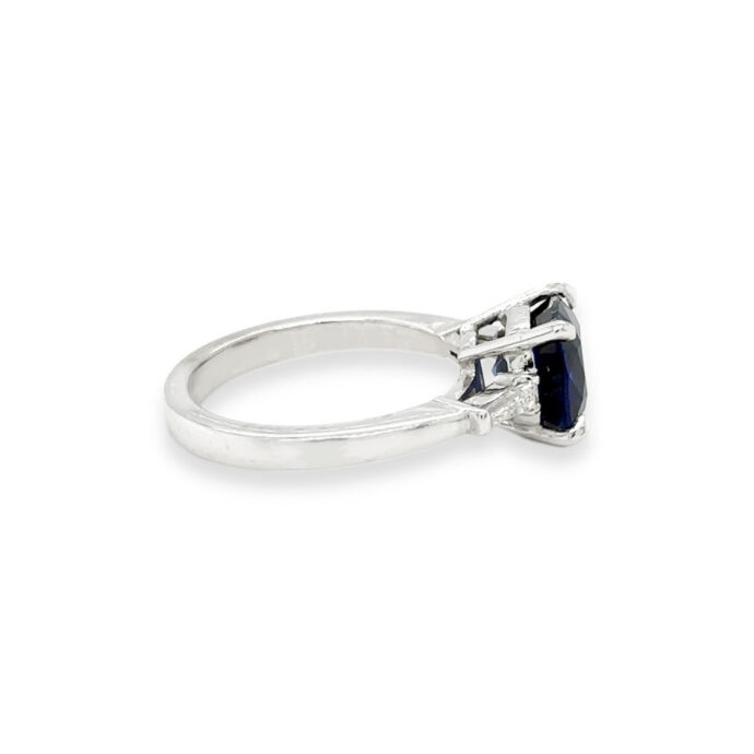 Blue Sapphire Lab Created 3.26 carats with Diamond 0.21 carat Platinum Ring