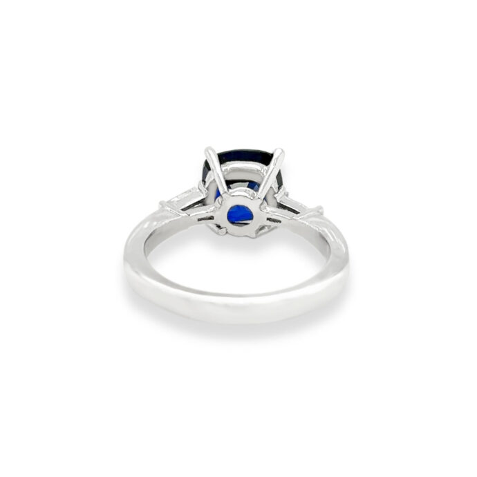 Blue Sapphire Lab Created 3.26 carats with Diamond 0.21 carat Platinum Ring