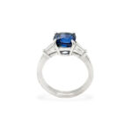 Blue Sapphire Lab Created 3.26 carats with Diamond 0.21 carat Platinum Ring