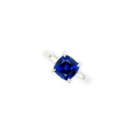 Blue Sapphire Lab Created 3.26 carats with Diamond 0.21 carat Platinum Ring