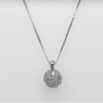 Diamond Ball Necklace 0.15 Carats Set In 18K White Gold 6.5mm