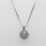 Diamond Ball Necklace 0.15 Carats Set In 18K White Gold 6.5mm