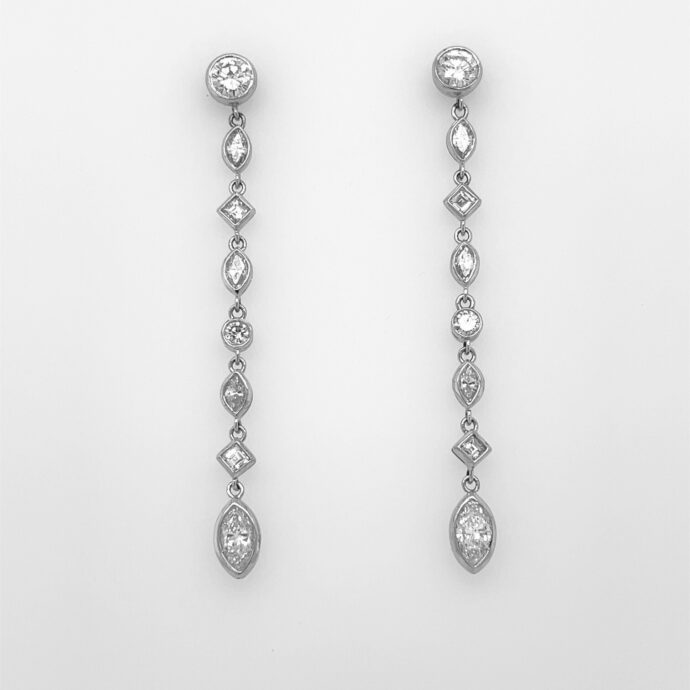 Diamond Drop Earrings 2.75 Carats Platinum