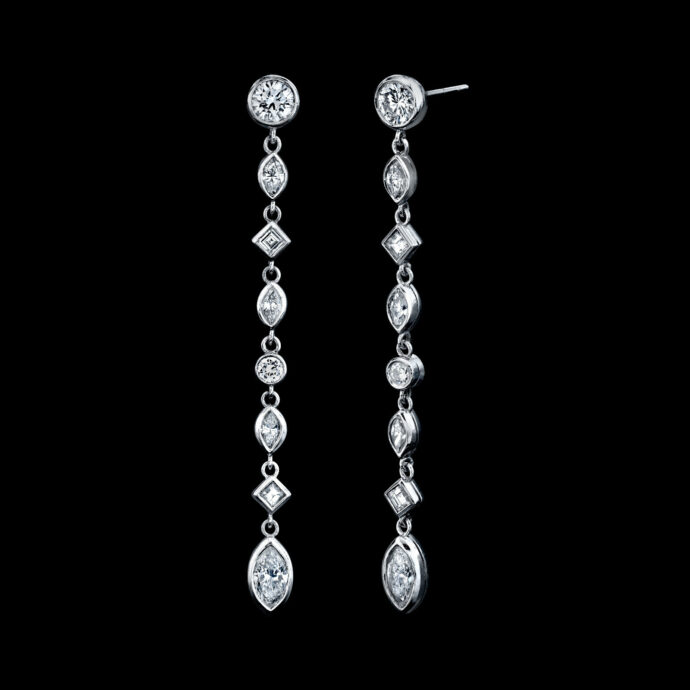 Diamond Drop Earrings 2.75 Carats Platinum