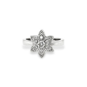 Diamond Flower Ring in 14K White Gold