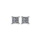 Princess cut Diamond Stud Earrings 0.52 Carats 14K White Gold 4-Prong