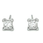 Princess cut Natural Diamond Stud Earrings 0.94 Carats 14K WG  4-Prong GIA Cert.