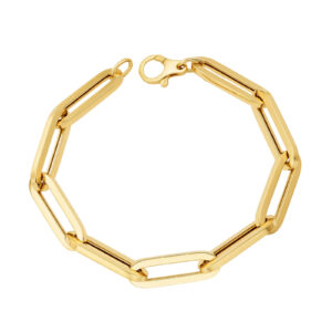 14K Yellow Gold Paperclip Bracelet, 8.2mm Thick, 8" Long