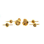 18K Gold Formal Wear Knot Cufflinks and Studs Set, Classic Design. 31.20 grams.