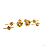 18K Gold Formal Wear Knot Cufflinks and Studs Set, Classic Design. 31.20 grams.